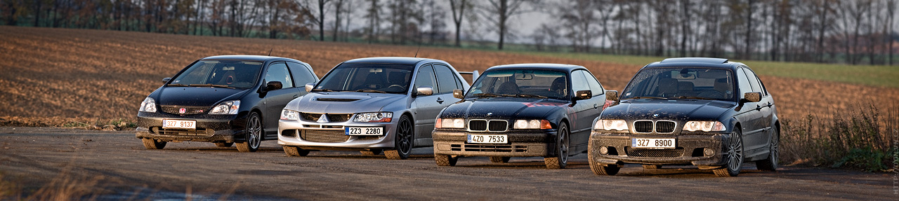 Autumn sliding - Lancer EVO 8, Civic Type-R, E46 330i, E-36 318is 