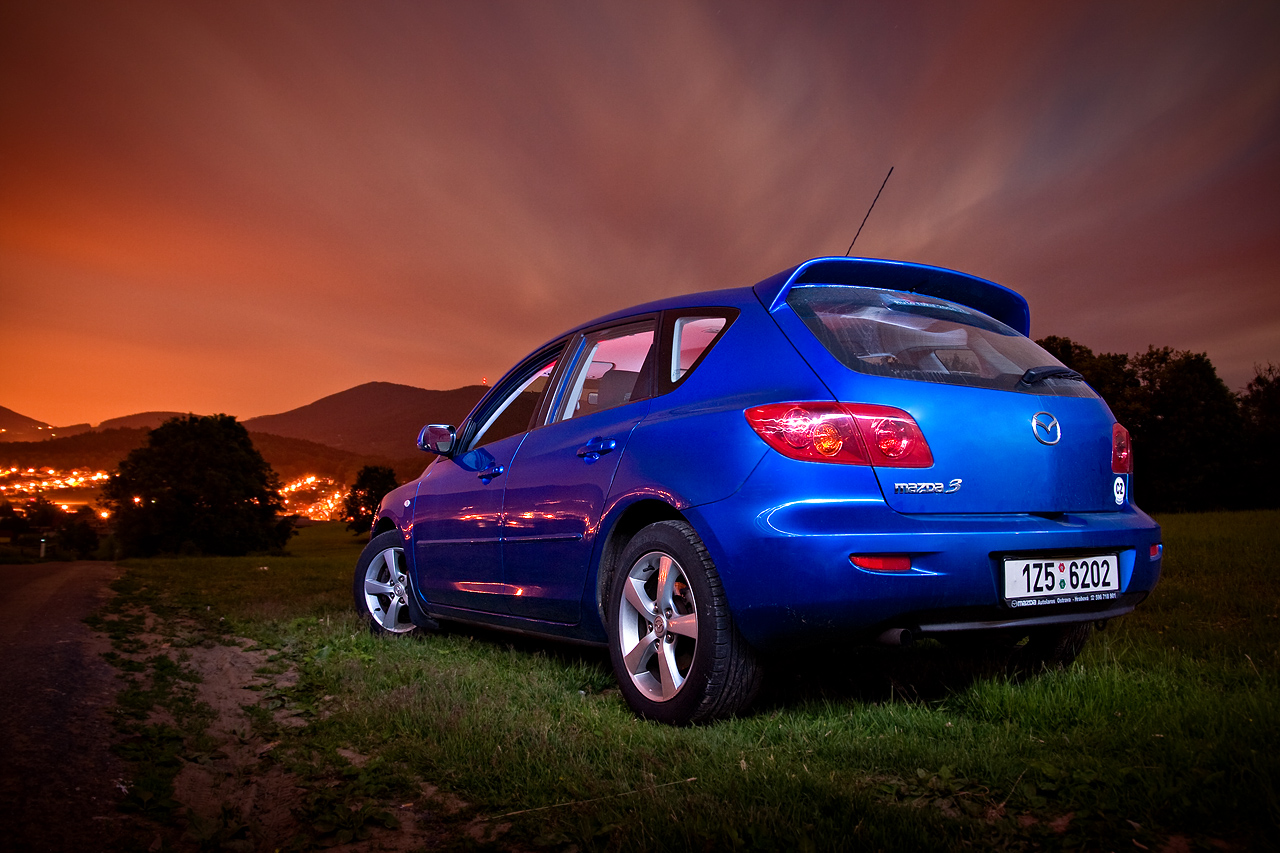 Mazda 3 night photoshoot